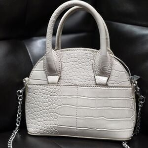 Zara Cream Croc-Embossed Mini Bag